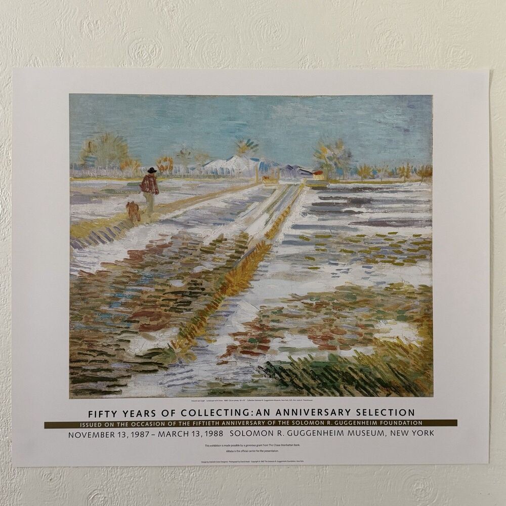 Van Gogh Landscape With Snow Poster Print Guggenheim Museum NY 1987 25x30”